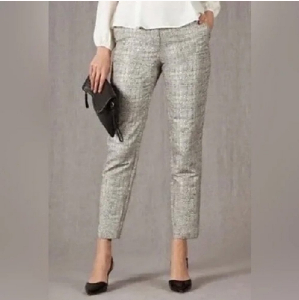 Boden Women's Bistro Metallic Textured Jacquard Crop Trouser Pants Size 18L‎ NWT